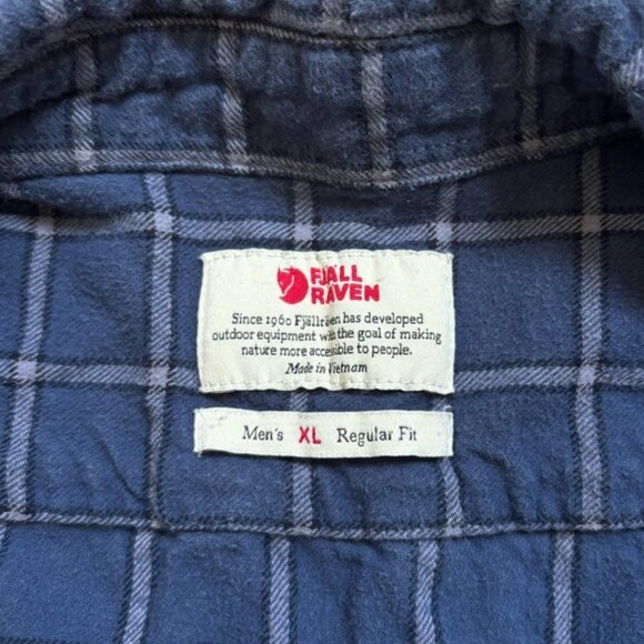 Fjallraven Men’s Ovik Flannel Blue Plaid Outdoor Shirt - Picture 9 of 9